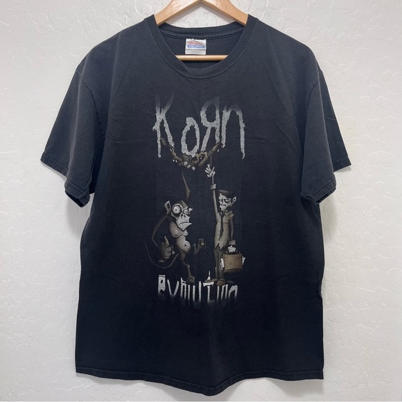 Y2K 2007 Korn Evolution T-Shirt Metal Band Tee Size L - Picture 1 of 7
